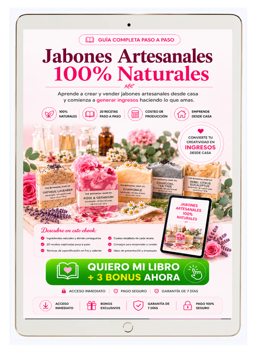 Libro Jabones Artesanales 100% Naturales + 3 Bonus - Ebook descargable PDF